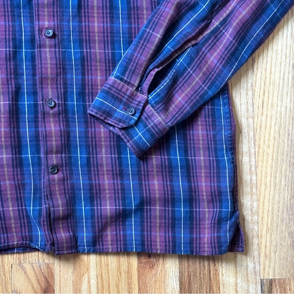 Vince Men’s Med Multicolor Plaid Brushed Flannel 2 Pocket Button Down Shirt - Picture 2 of 6